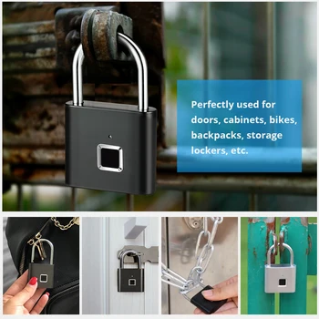 KERUI Nepremokavé Nabíjanie pomocou pripojenia USB Fingerprint Smart Lock Zámok dverí zamky 0.1 sec Odomknúť Prenosné Anti-theft Odtlačkov prstov Zámok Zinok