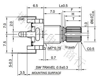 20pcs Rotačný Encoder,Kód Prepínač/EC11/ Audio Digitálny Potenciometer S vypínačom,5Pin, Rukoväť, Dĺžka 20 mm