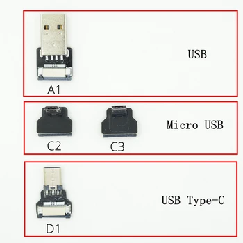FFC USB 3.1 Typ-c kábel FPV Ploché Tenké Tenké Pásky FPC Kábel Micro USB 90 stupňov do USB pre FPV Striedavé Ručné Gimbal Servo