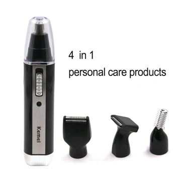 Multifunctional 4-In-1 KM-6630 Electric Nose Hair Trimmer Rechargeable Shaver Clipper Shaving Scraping Shaping Device Safe Face