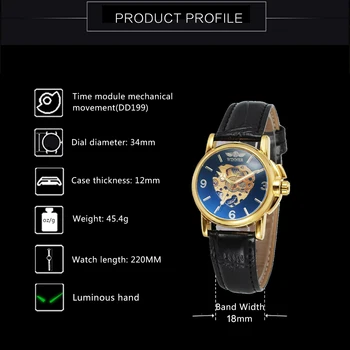 VÍŤAZ Mechanické Hodinky pre Ženy, Luxusné, Klasické Náramkové hodinky Dámske Hodinky Top Značky Elegantné Kostra Hodiny Relogio Feminino
