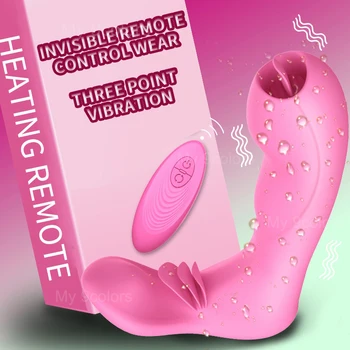Motýľ Dildo Vibrátor G-Spot Stimulátor Klitorisu Bezdrôtové Diaľkové Ovládanie Vibrátor Ústne Jazyk Lízanie Sexuálne Hračky pre Ženy