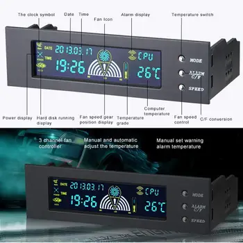5.25 palcový PC Rýchlosť Ventilátora Regulátor Teploty, Displej LCD na Prednom Paneli Pre Počítač Odolné Radič Vzduchom chladený Ventilátorom Ovládanie