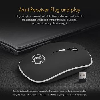 IMice Bezdrôtová Myš Počítač Slient myš Pre PC, Notebook, Mini Mause Ergonomická Myš 2,4 Ghz, Optické Tichý USB Myš