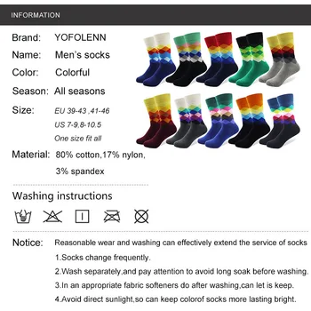 10 Párov/veľa Plus Veľkosť Bežné Farebné Ponožky Happy Kockovaný Vzor Mužov Zábavné Bavlnené Ponožky Teplé Britský Štýl Priedušná Skate Ponožka