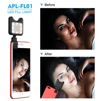 APEXEL Dobíjacie USB Nabíjanie batérie s Selfie Prenosné LED Krúžok Vyplniť Svetla, LED flash light Kamera pre iPhone Android Telefónu