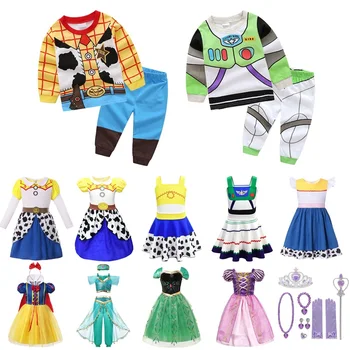 Dievčatá Princezná Snehulienka Kostým Lete Belle Jasmine Anna Rapunzel Fancy Dress Up Deti Halloween Oblečenie, Oblečenie