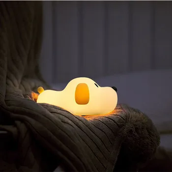 Stmievateľné LED Nočné Svetlo Lampy Dotyk Silikónové Šteňa Cartoon Pre Dieťa Deti detský Darček Posteli, Spálne, Obývacej Miestnosti Dekorácie