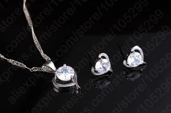 Nové 925 Sterling Silver Kubických Zirconial Srdce Tvar, Jemné Šperky Sady pre Ženy, Svadobné Náušnice, Náhrdelník Darčekové Sady