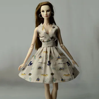 Kahki Cartoon Módne Šaty Pre Bábiku Barbie Doll Oblečenie Party Šaty, Šaty Pre Bábiku Barbie 1/6 Bábika Príslušenstvo Deti Hračka
