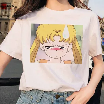 Sailor Moon Ženy T-Shirt Anime Mačka Harajuku Krátky Rukáv Pre Voľné Veľké Veľkosti Žena Karikatúra Tlače Kawaii Módne Tričká Topy