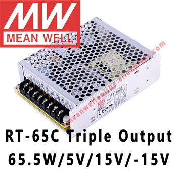 Znamená Dobre RT-65C 5V/15V/-15V AC/DC 65.5 W Triple Výstup Spínacie Napájací zdroj meanwell on-line obchod