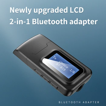 5.0 Bluetooth Adaptér Bezdrôtovej LCD Displej USB Bluetooth Prijímač Hudby Audio Vysielač pre PC TV Auta, 3.5 mm AUX Adaptador
