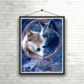 Vlk DIY 5D Diamond Maľby Plné Námestie/Kolo Živice Zvierat Diamont Výšivky Cross Stitch Mozaiky Domova Wall Art