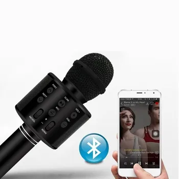 WS858 mikrofon Prenosné Bluetooth, Karaoke Mikrofón Telefónu Prehrávač, MIKROFÓN Reproduktor Nahrávať Hudbu KTV Microfone pre iPhone PC