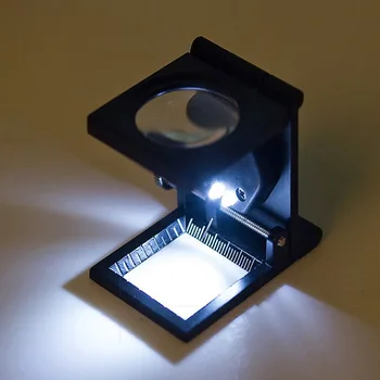TKDMR10X dual LED lampy, lupy zliatiny zinku optického skla čiernej farby zväčšovacie sklo s ukazovateľom s LED svetlom