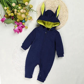 Unisex detské zimné oblečenie infantil dieťa, chlapec, dievča kostým s dlhým rukávom s kapucňou romper jumpsuit vrecko na zips novorodenca strampler