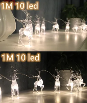 Transparentné V jeleň renifer led žiadne batérie, USB string олень рождественск dekorácie svetelné Vianočné jeleň 10 Led Teplá Biela