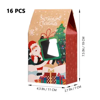 Hemoton 16pcs Vianočné Cookie Boxy Kraft Papier Boxy 4 Vzory Darčekové Krabice Cukríky Políčok pre Vianočný Večierok Sviatky Bankety