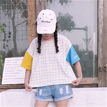 Harajuku Kawaii Tričko Oblečenie Žien Lete Roku 2019 Krátke Rukávy Voľné Tričko Koberčeky Šitie, Dámske Tričká Topy Roztomilý Oblečenie