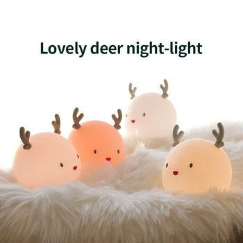 Roztomilý jeleň Nočné Svetlo Cartoon USB Vianočné Snímanie Nočné Svetlo LED Lampa Farebné Blikajúce Hviezdy Deti Baby Darček