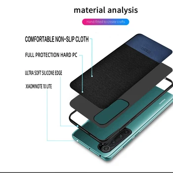 Pre Xiao Mi Poznámka 10 Lite Prípade Zadného Krytu Mi Note10 Lite Shockproof Tkaniny Tkaniny Shell Capas Silikónové Ťažké Chrániť Prípadoch