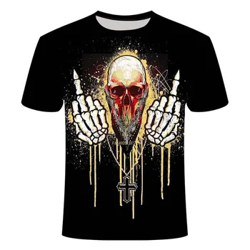 2020 Horor Lebky pánske T-shirt pánske Horor Lebky 3D Letné Top Módne Posádky Krku Tričko Chlapec Oblečenie 3D Tlač Vzor