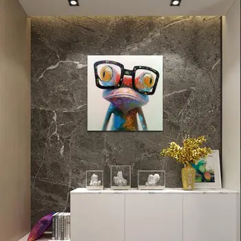 Ručne Maľované Šťastný Žaba olejomaľba Múr Umenia pre Obývacia Izba Moderne Plátno Art Decor Vášho Domova Natiahnuté Pripravený na zavesenie
