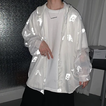 Opaľovací krém oblečenie muž v lete roku 2020 motýľ reflexné voľné pár priedušná študentov ultra-tenká bunda klimatizované tričko