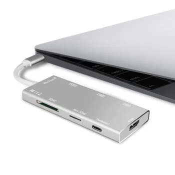 TYP C pre HDMI 4K/ USB3.0 / SD/TF Karty/PD Adaptér USB C converter pre Notebook pre MacBook,ChromeBook Pixel Huawei MateBook