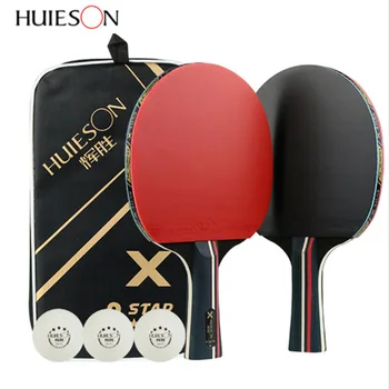 Profesionálne Uhlíkových Vlákien Stolný Tenis Raketa Profesionálne Huieson Príkaz Ping Pong Bat Čepeľ Horizontálne Grip Gumové Pingpong Rakety