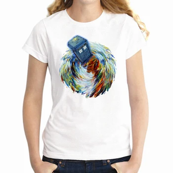 Nové dámske tričko Alenka V ríši Divov Tardis Lekára, Ktorý Mushup umeleckej tvorivosti Nerdy dievčenské tričko Harajuku Streetwear tees topy