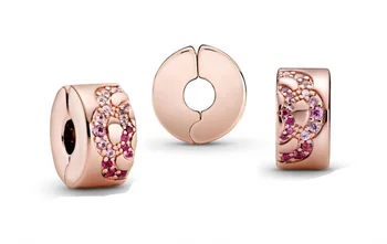 Nové 2020 Ružová vzorka Dištančné Klip Charms Korálky fit Pôvodné Európske Kúzlo Náramok pre diy Šperky Robiť darček