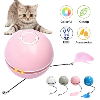 Farebné LED Interaktívne Cat Hračka Samostatne Otáča Loptu Zábavné Mačiatko Catnip Teaser Hračky Pet Fidget Príslušenstvo Pre Malých Zvierat