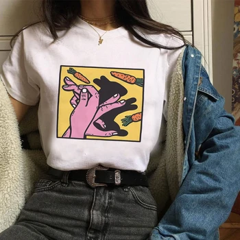 2020 Letné Nový Zábavný Králik Tieň Ruky Print T Shirt Vtip Osobnosti Módy Harajuku Tričko Príležitostné Voľné Ženy Vrchné Oblečenie