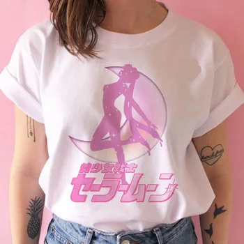 Sailor Moon t-shirt femme grafické tees ženy biele tričko japonskej tlače tričko retro