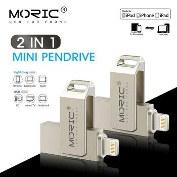 Moric Ovládača USB kl ' úč 64 GB pre systém IOS, USB Flash Disk, U diskov 16 32 GB usb kľúč 128 gb kapacitou 256 GB Pero Jednotky memoria cel usb pre iPhone