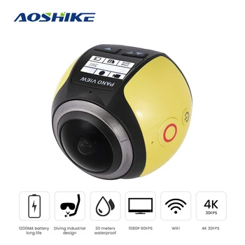 AOSHIKE Panoramatické Akcia Fotoaparát 3D VR 360 Fotoaparát Akčná Športová Kamera WiFI 4K Video Mini Panoramatické Športové Jazdné Cam Auta DVR