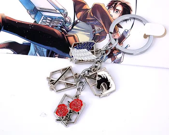 10pcs/veľa Anime Útok Na Titan Kovové Keychain 4 Prívesky Obrázok Krúžok Príslušenstvo Darček Šperky, šperky, doplnky, darčeky