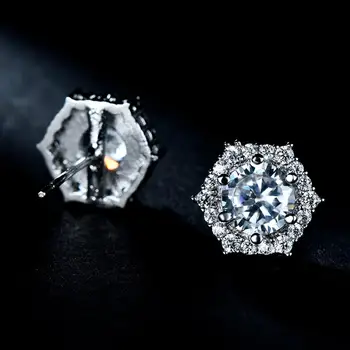Luxusné Žena Crystal Malé Stud Náušnice Kúzlo Strieborná Farba Svadobné Šperky Elegantná Nevestu Biely Zirkón Kameň Náušnice Pre Ženy