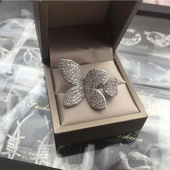 Ohromujúci Luxusné Šperky Infinity Zbrusu Nový 925 Sterling Silver Pripraviť Biela Jasné, 5A CZ Party Kvet Otvoriť Nastaviteľný Krúžok Darček