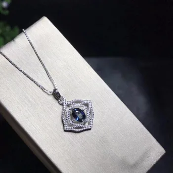 Prírodné sapphire náhrdelník, jednoduché a nádherné, jeden karát zafír, 925 sterling silver, poslať reťazca