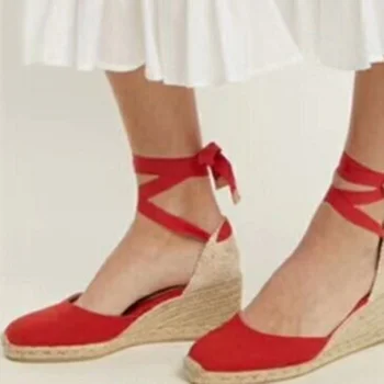 2019 jar konopné lano klin so svetlom spodný popruh dámy sandále lete vysokým podpätkom platformu ženy sandále plus veľkosť 40 41 42
