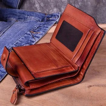 AETOO Vintage Originálne Kožené Peňaženky mužov Peňaženky, kožené mužov kabelku vertikálne krátke peniaze taška muž peňaženky karty držiteľa
