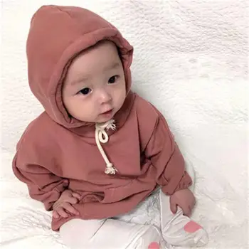Baby one-piece sveter jesenné a zimné oblečenie, muži a ženy, baby, jednoduché bežné bavlna plus velvet taška romper hoodie