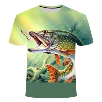 Nové 2020 Mužov je Vonkajší T-shirt 3d Tlač Rybárskych Vzor Top 0 Golier Bežné Mužov A Ženy, Rybolov T-shirt Jednoduchý Krátky Rukáv