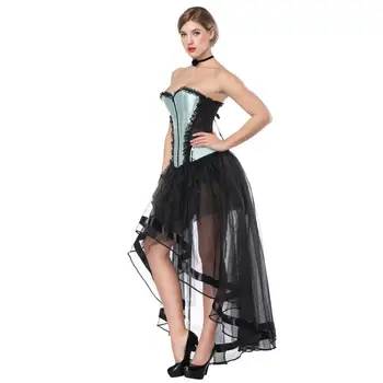 Steampunk Čierne Sexy Čipka Korzet A Dlhé Sukne Nastaviť Plus Veľkosť Kostým Overbust Gotické Šaty Viktoriánskej Paródia Ženy Kostýmy