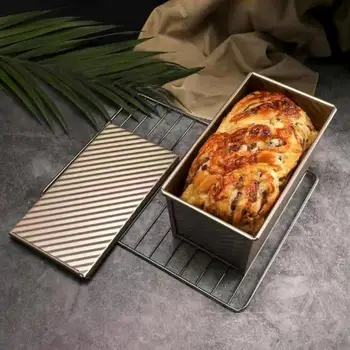 Prípitok Chlieb Box Gold Obdĺžnikový Bochník Pan Uhlíkovej Ocele Non-stick Vlnovcové Kryt chlieb zásobník Formy Chlieb Formy Eco-Friendly toast box