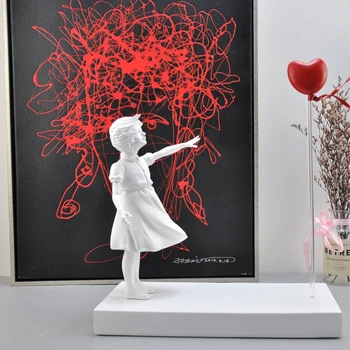 Dievča a Srdce Balón Inšpirovaný Banksy umelecké Diela Moderného Sochárstva Domáce Dekorácie Socha Dom Dekor Anglicko Umenie Nordic Štýl