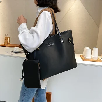 Black Oxford Tote Bag Nastaviť Ženy 2020 Elegantné Veľké Lady Hobos Shopper Taška 2 Ks Veľké Luxusné Ženské Rameno Kabelky Feminina Bolsa